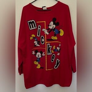 Mickey Mouse Vintage Paper Tag Rare Disney USA 2X Plus Red Womens Shirt Resort